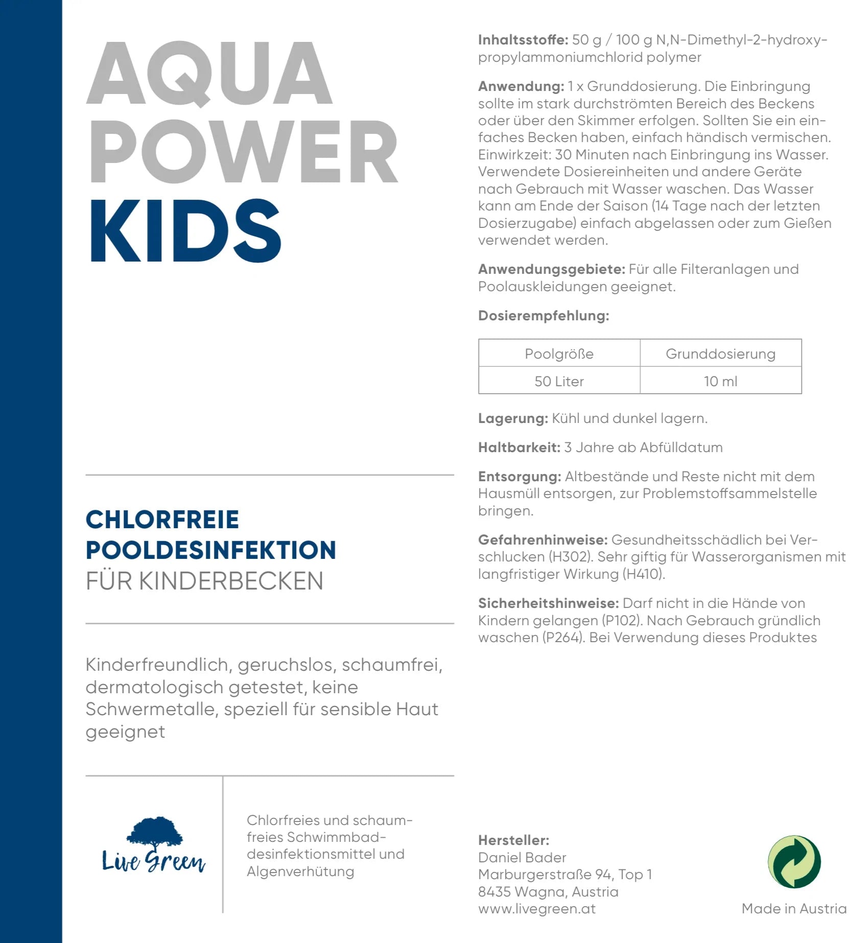AQUA POWER I KIDS – chlorfrei I 250ml