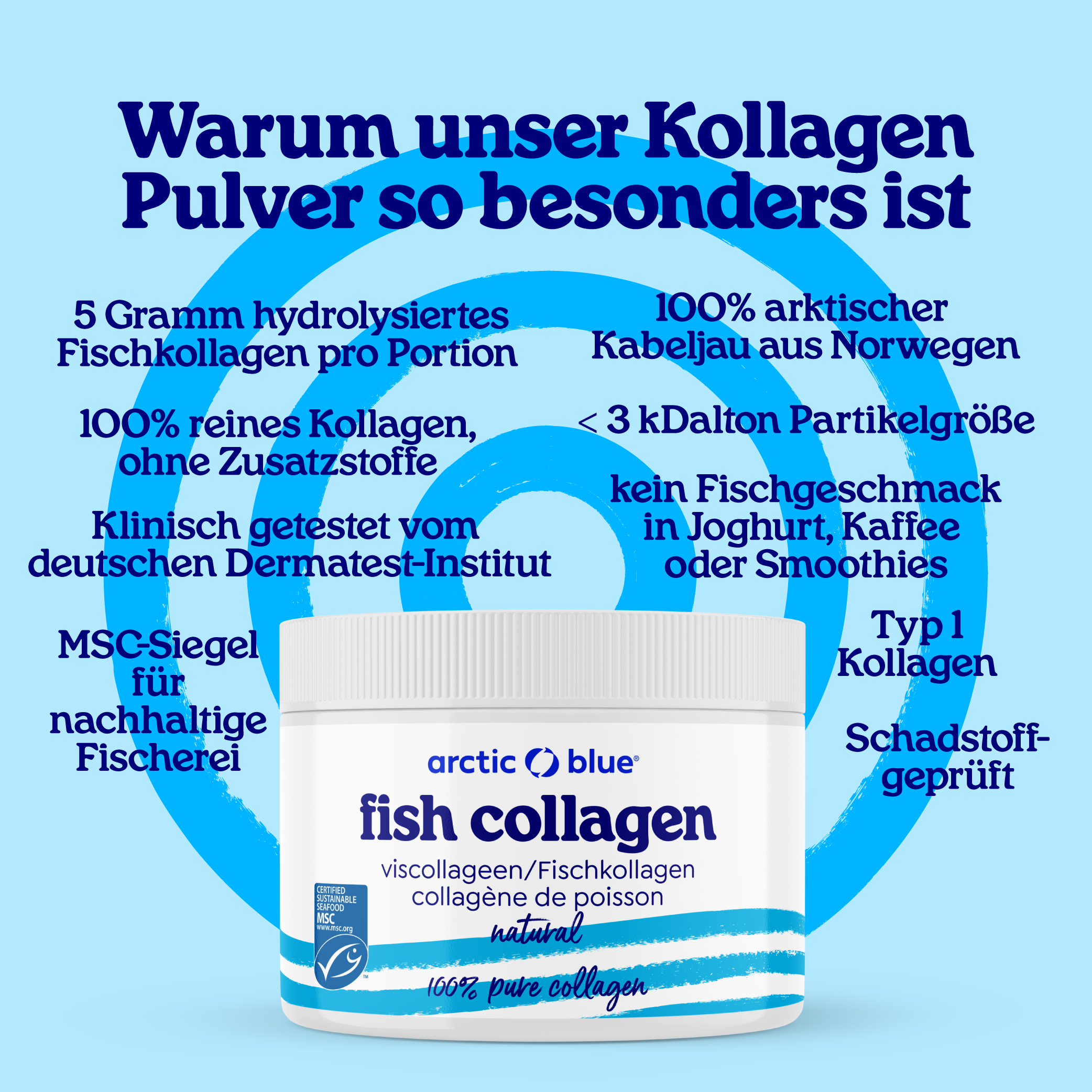 Arctic Blue - Natürliches Fischkollagenpulver - MSC (150 g)