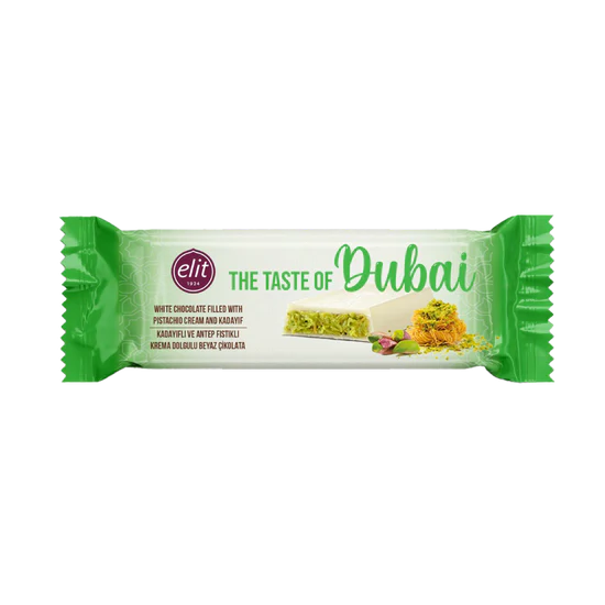 30g WEISSE ELIT Dubai Schokolade mit Pistazien und knusprigem Kadayif