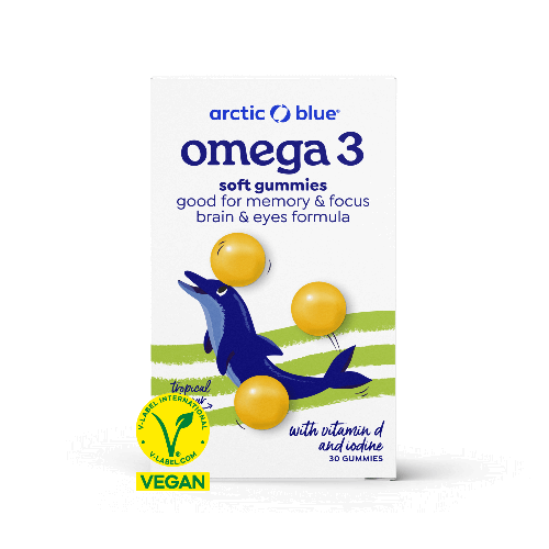 Arctic Blue Vegane Omega-3-Gummis DHA Vitamin D3 und Jod (30 Gummis)