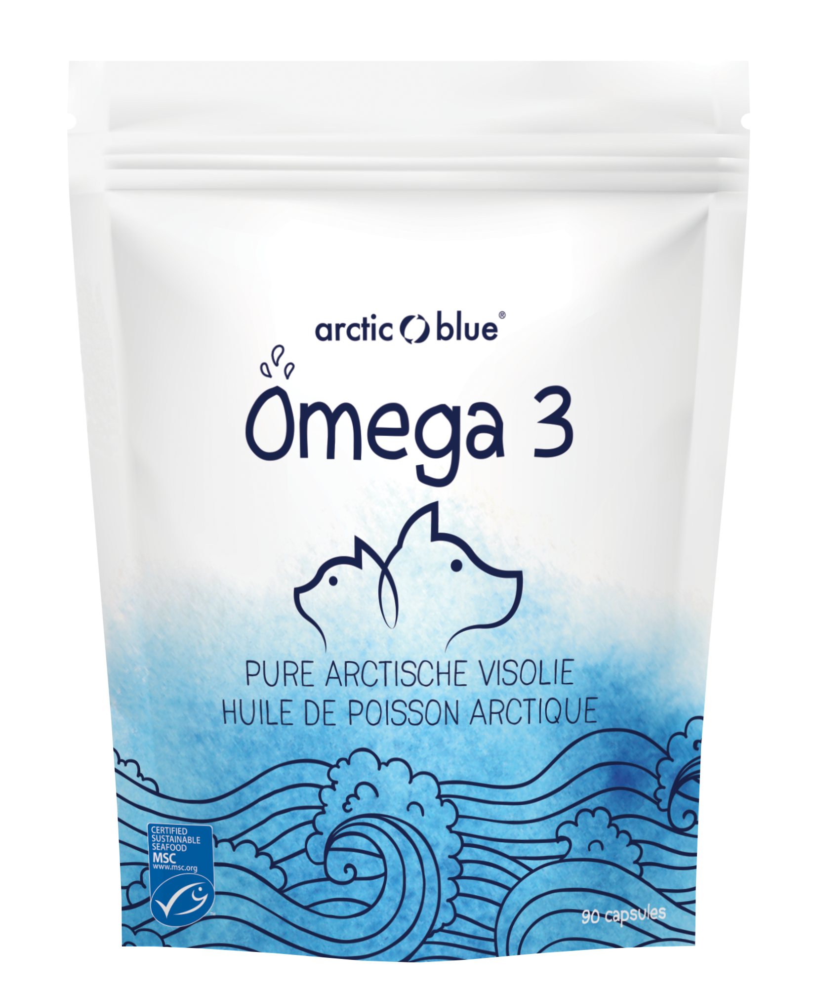 Arctic Blue Omega 3 - Fischölkapseln für Hunde, Katzen & Pferde - MSC (90 kleine Kapseln)