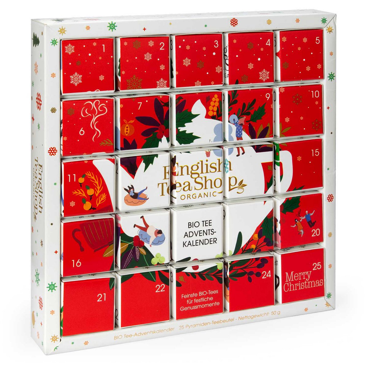 English Tea Shop Germany | Adventskalender "Red Christmas" - BIO 25 Teepyramiden