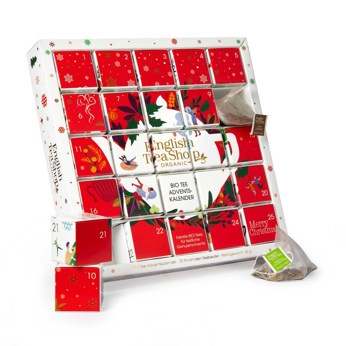 English Tea Shop Germany | Adventskalender "Red Christmas" - BIO 25 Teepyramiden