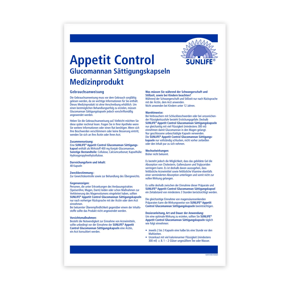 Sunlife | Appetit Control Glucomannan 48 Kapseln