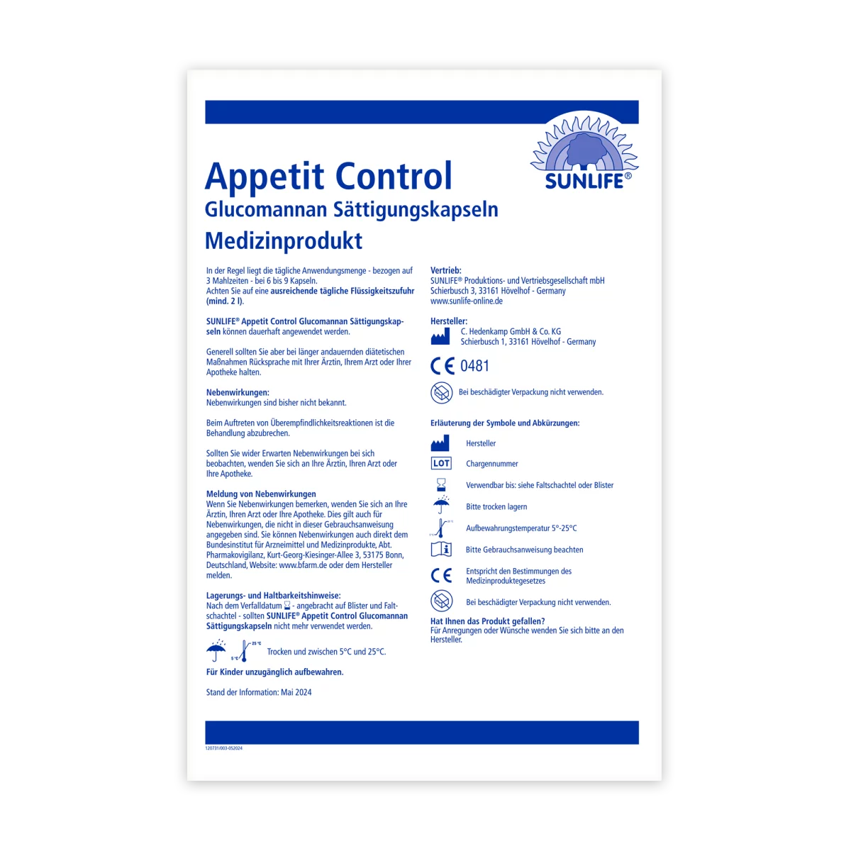 Sunlife | Appetit Control Glucomannan 48 Kapseln