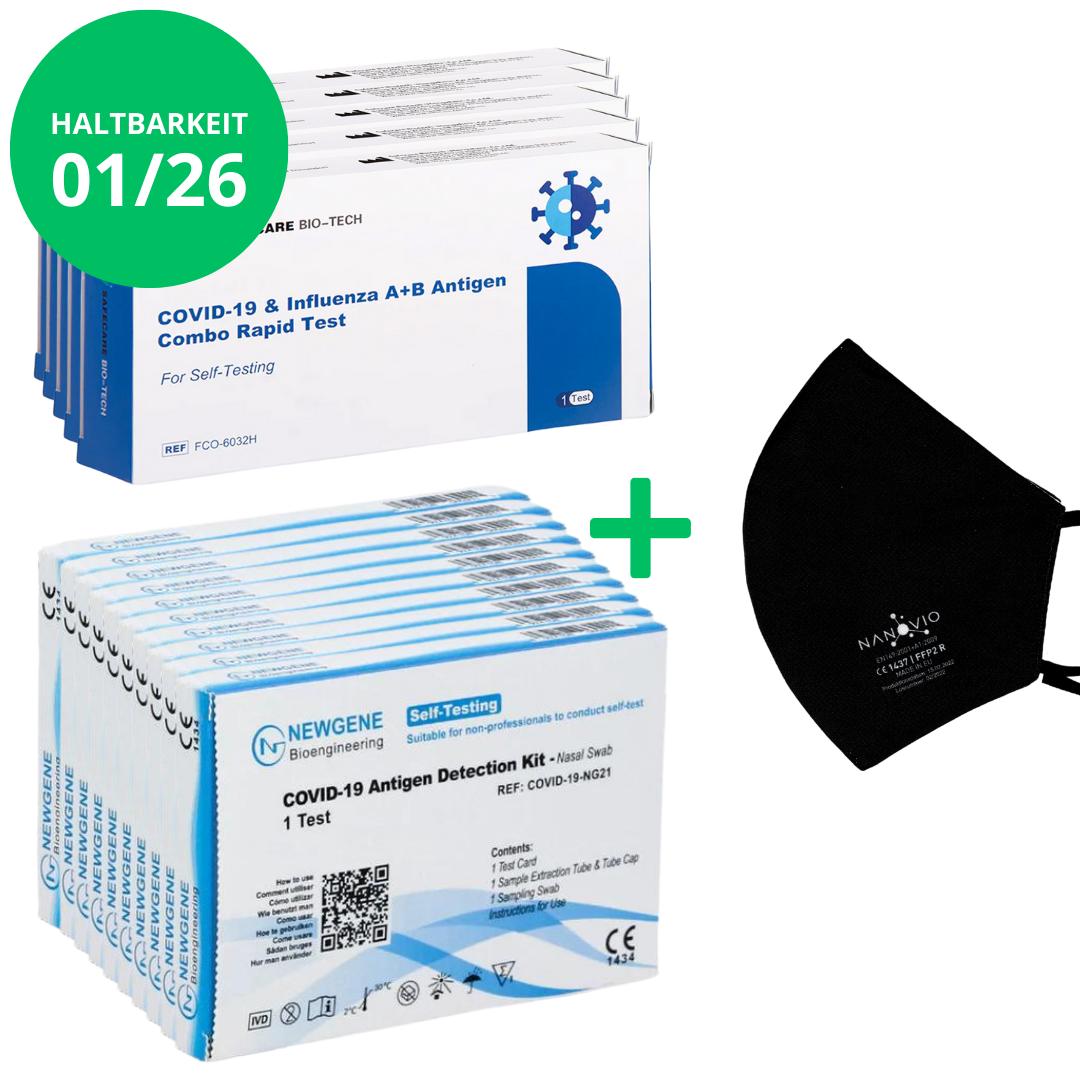 COVID-19 4in1 Aktion + Influenza A+B Antigen 15erCombo + GRATIS NANOVIO FFP2