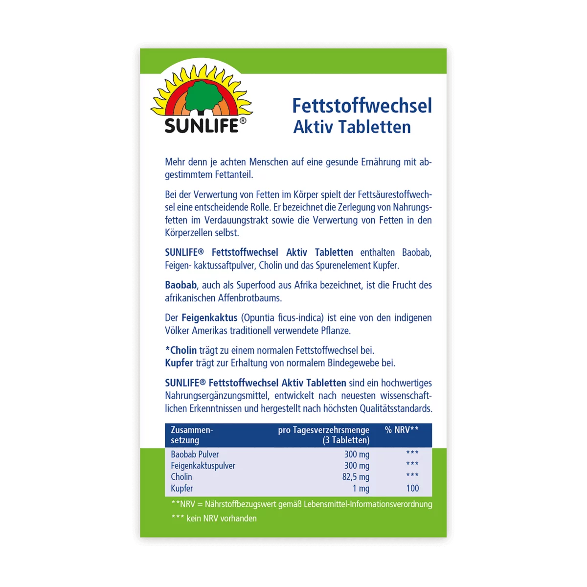 Sunlife | Fettstoffwechsel Aktiv Tabletten