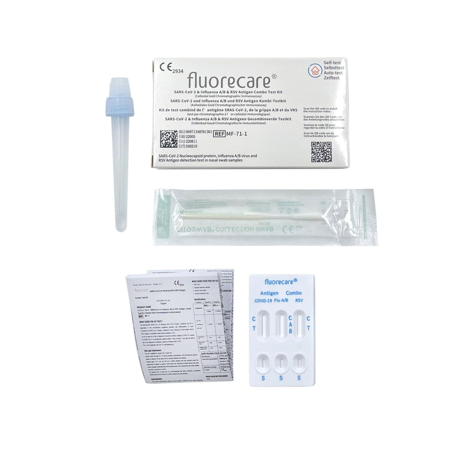 fluorecare® 4in1 SARS-CoV-2, Influenza A/B & RSV Combo-Schnelltest - langes MHD 01/26