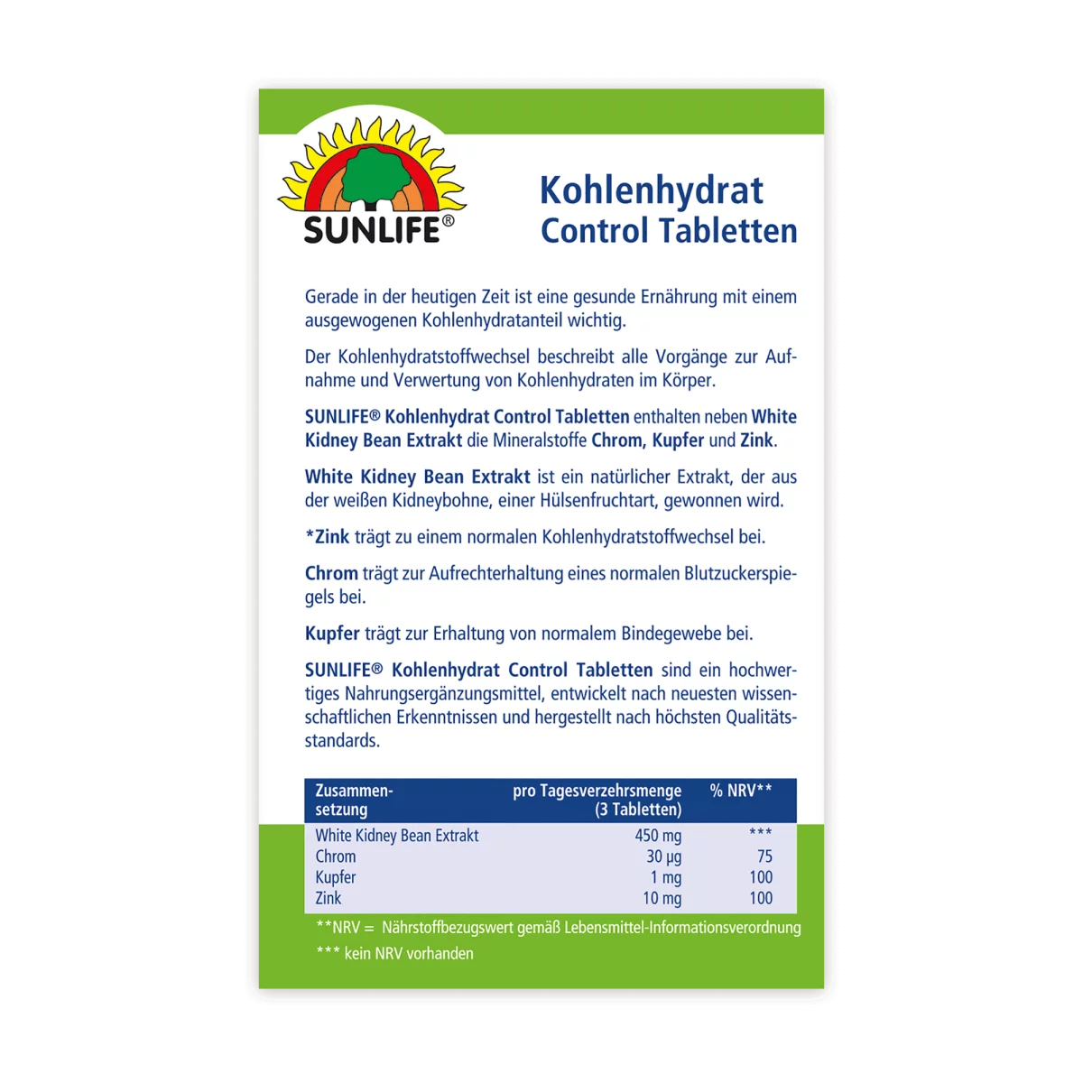 Sunlife | Kohlenhydrat Control Tabletten