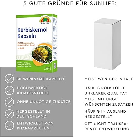 Sunlife | Kürbiskernöl Kapseln 50 Stk.