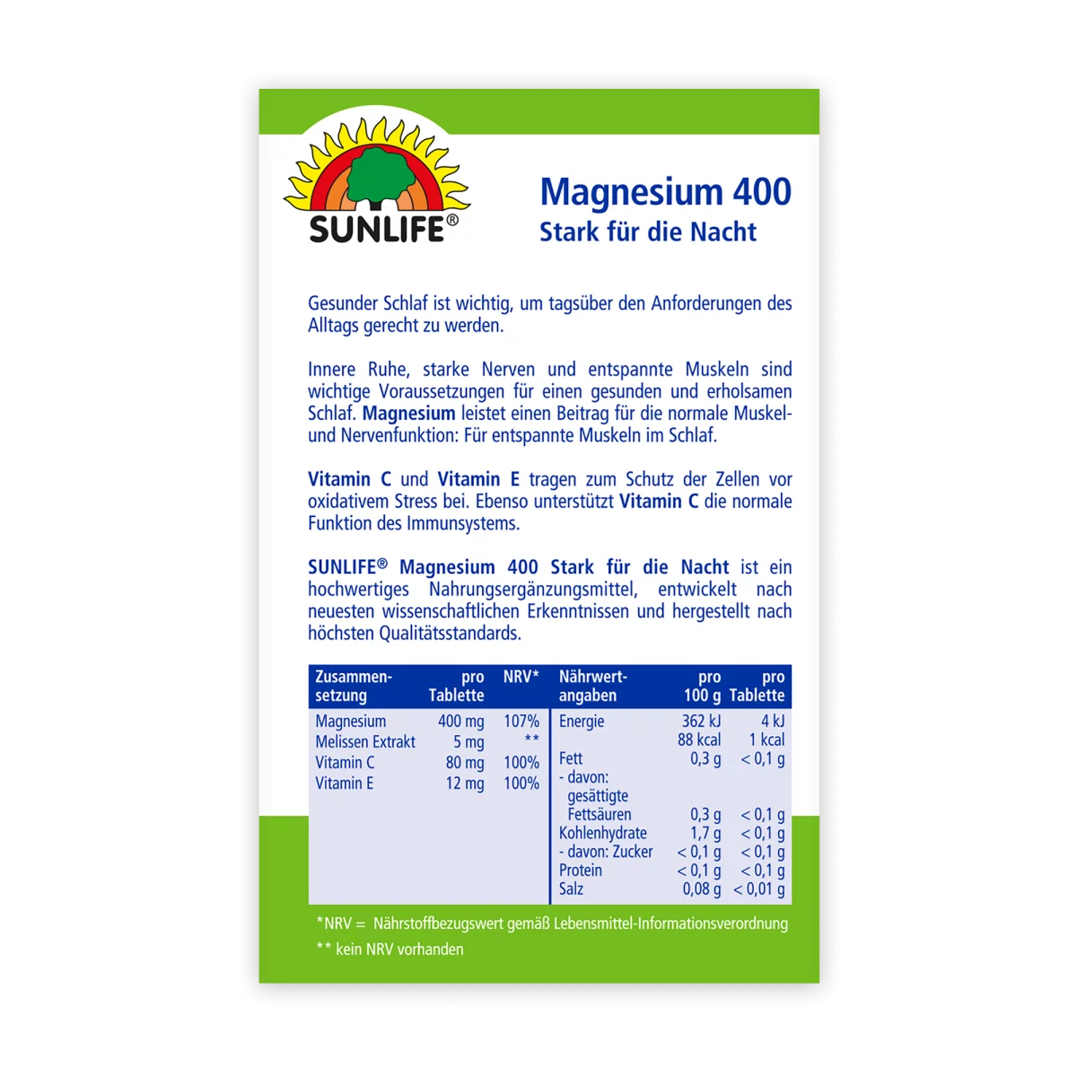 Sunlife | Magnesium 400 Nacht Tabletten