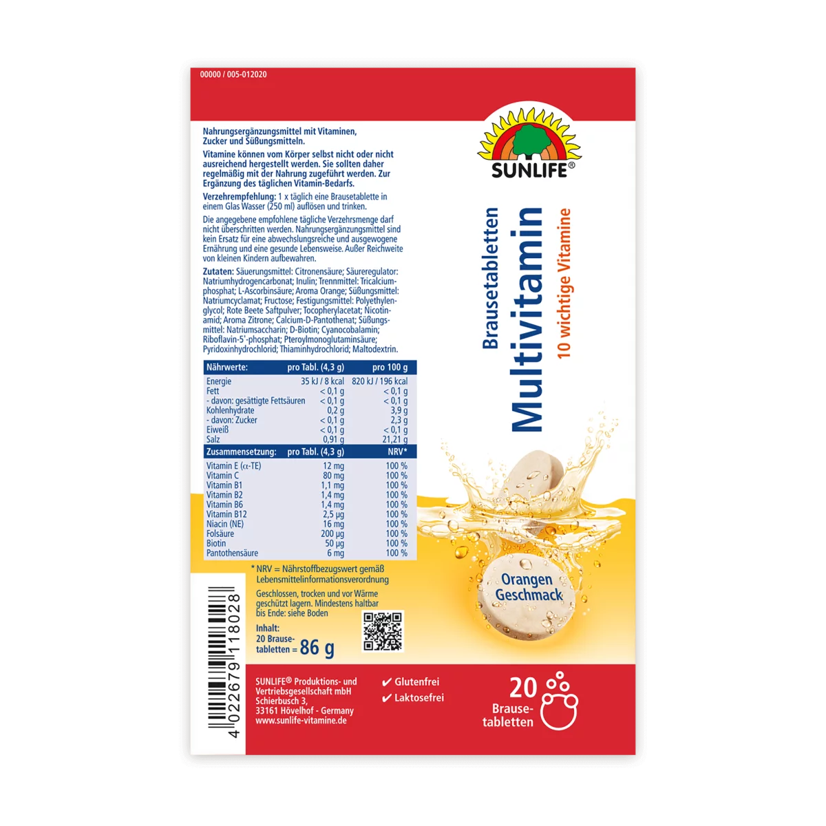 Sunlife | Multivitamin Brausetabletten 20 Stk.