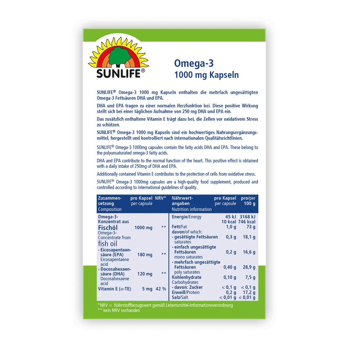 Sunlife | Omega-3 1000 mg Kapseln