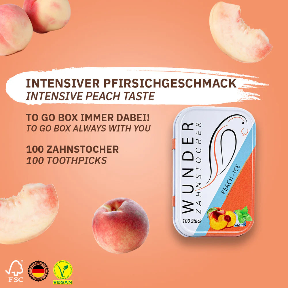 NEU! Wunder Pfirsich - Ice | 100 Stk Zahnstocher | Pfirsichgeschmack