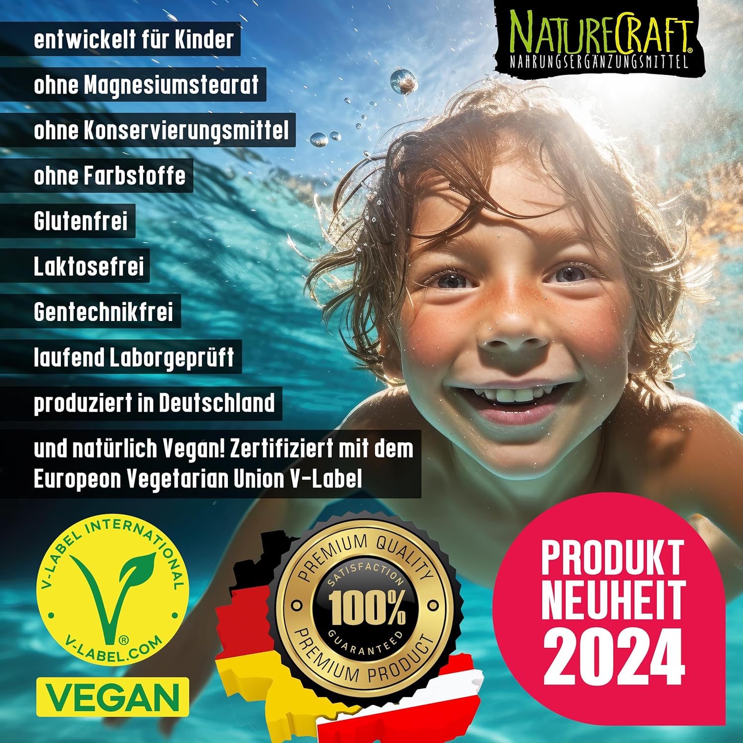 NatureCraft | Vegan Algenöl Omega 3 Plus Tropfen KIDS - 20ml