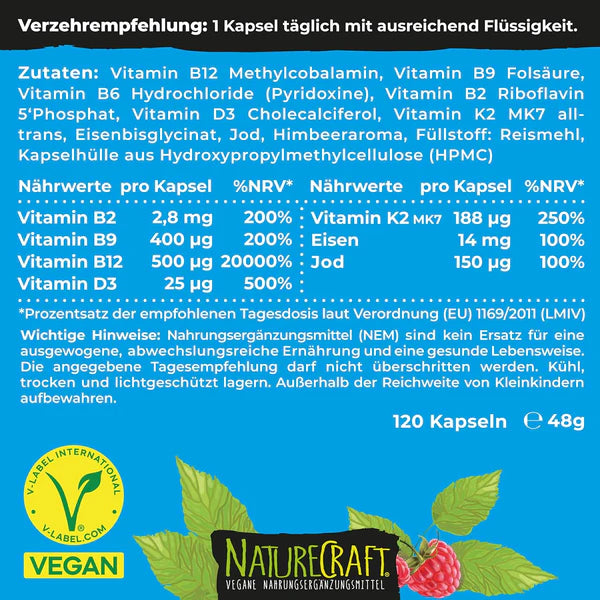 NatureCraft | Vegan Basics Vitamin-Komplex - 120 Kapseln