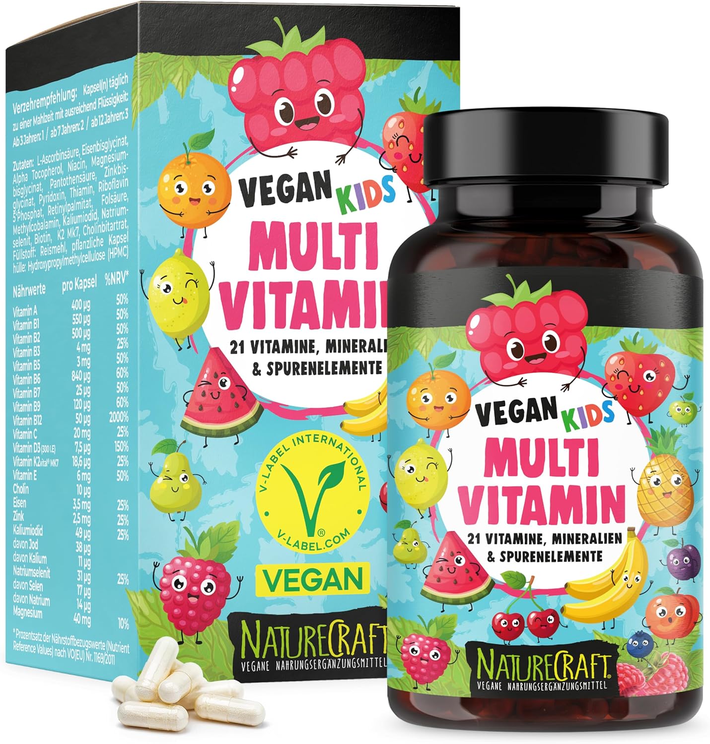 NatureCraft | Vegan Kids Multivitamins - 120 Kapseln