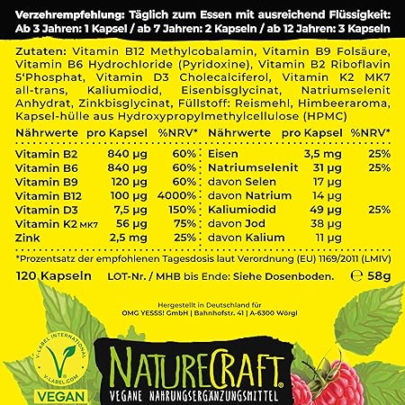 NatureCraft | Vegan All-In-One KIDS Vitamine - 120 kapseln