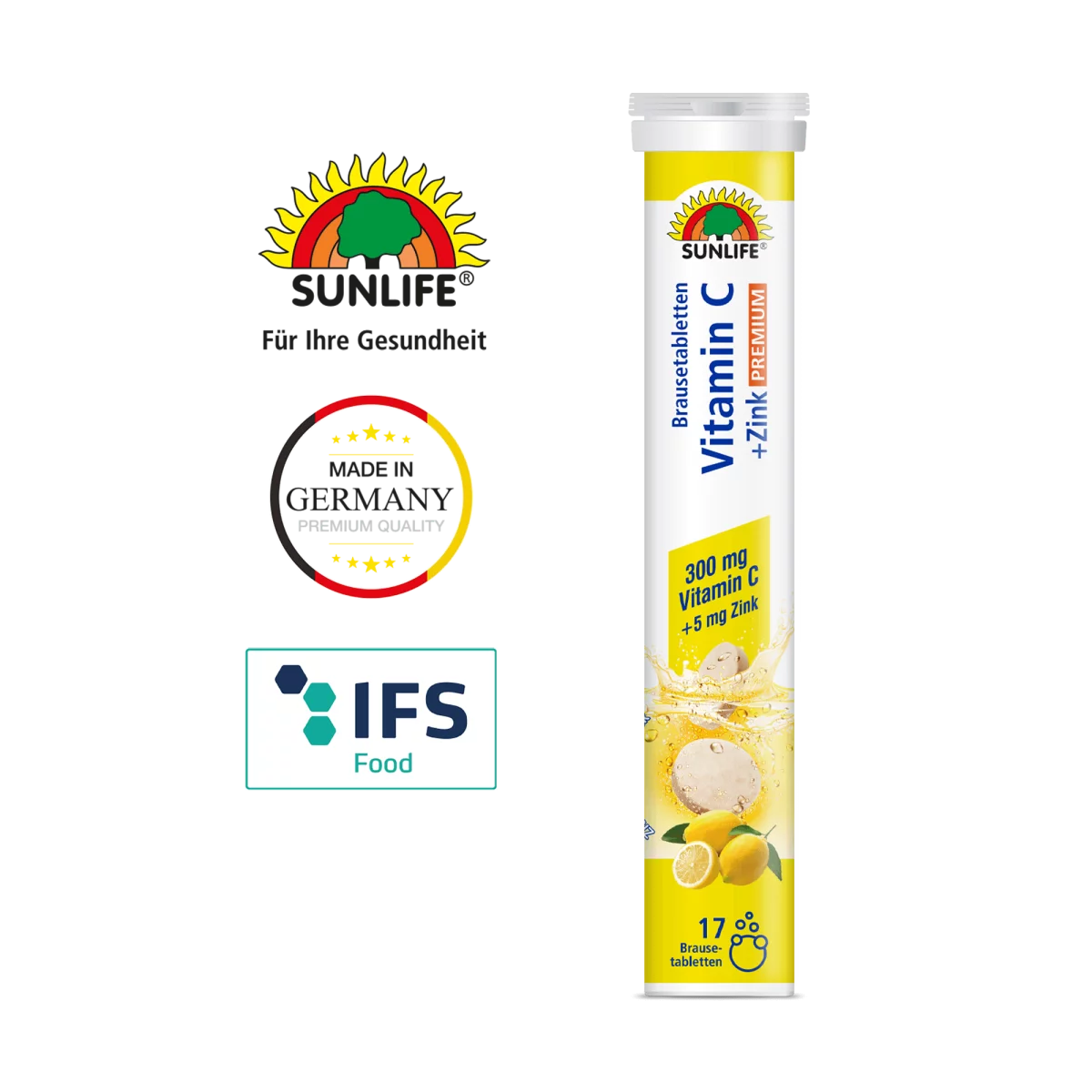 Sunlife | Vitamin C + Zink Brausetabletten - Premium hochdosiert