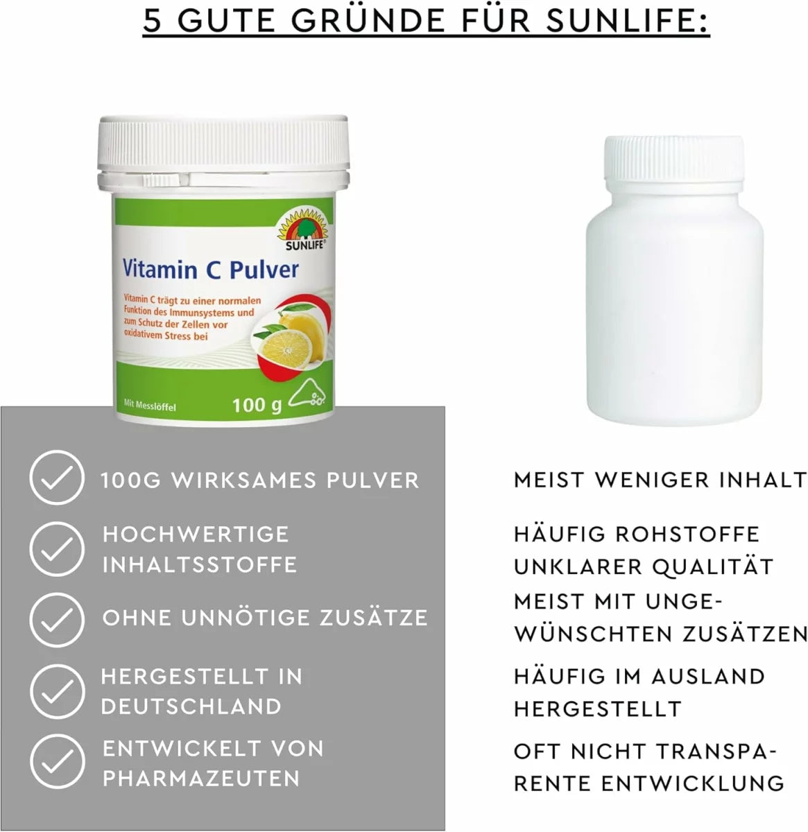 Sunlife | Vitamin C Pulver mit Zitronengeschmack