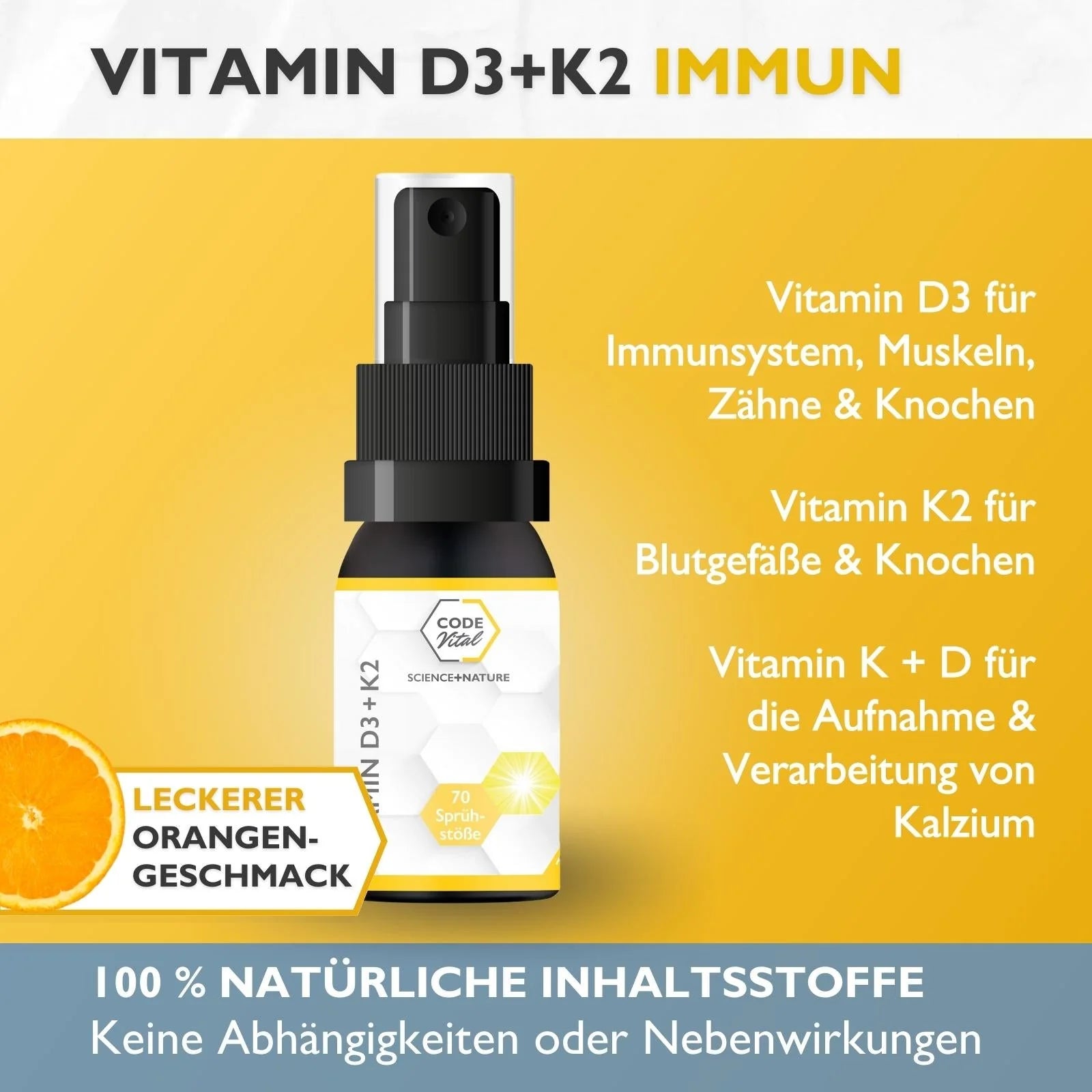 Code Vital Vitamin D3+K2 Immun Spray - Für dein IMMUNSYSTEM