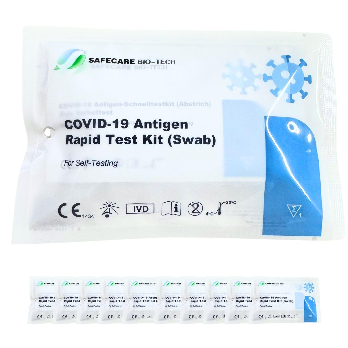 AKTION! 10 Stück - Safecare Laien Nasal Covid-19 Corona Test - CE 1434 - MHD 01/26 - Alle neuen Varianten.